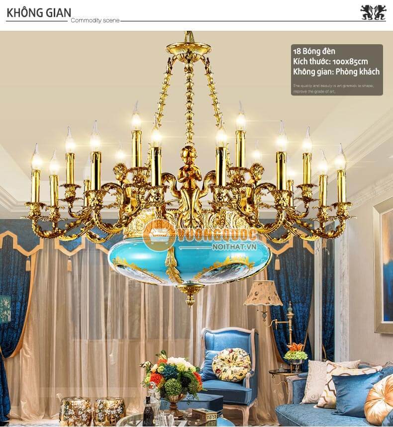 Đèn chùm đồng nến phong cách châu âu abr150-2